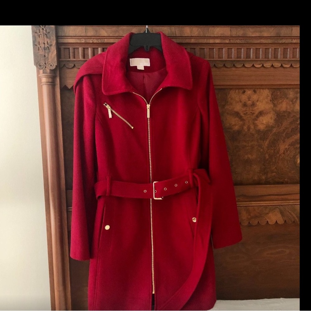 Red Michael Kors Hooded Coat (Size 12)Cherry Red